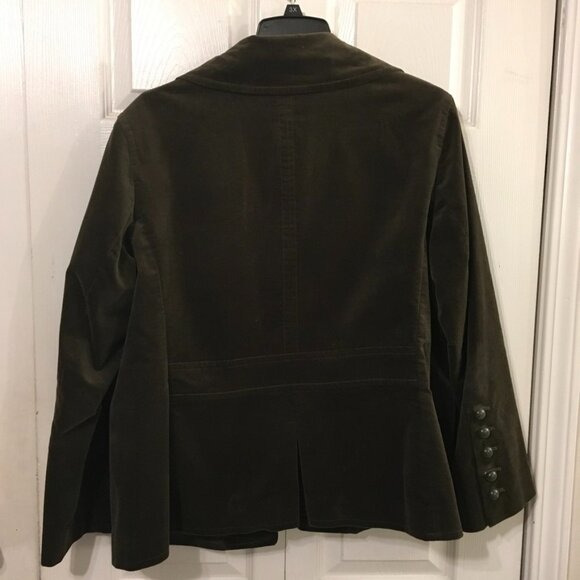Talbots Dark Olive Green Velvet Blazer 16W - Picture 4 of 8